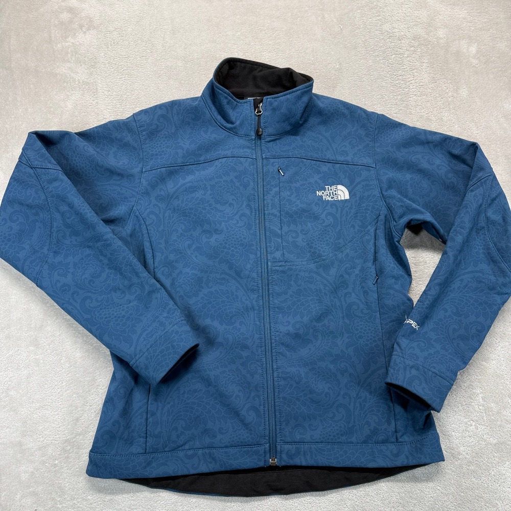 The North Face Jacket Women Medium Softshell  Blue Paisley Apex Fleece Lined Zip